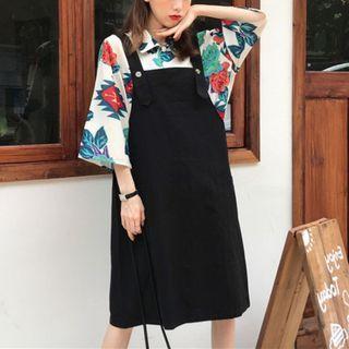 Floral Shirt / Midi A-line Overall Dress / Set