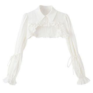 Ruffle Crop Shirt / Open-placket Camisole Top