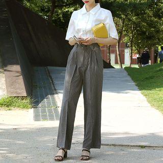 Pleated-front Stripe Pants