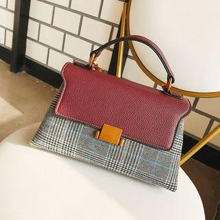Faux Leather Plaid Hand Bag