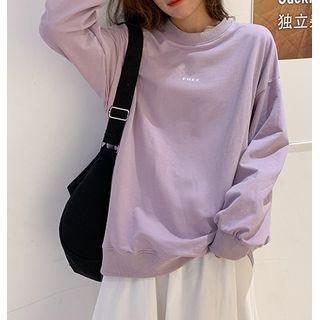 Long-sleeve Printed T-shirt / Tie-dyed Midi Skirt