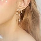 925 Sterling Silver Star Hoop & Bar Dangle Earring 1 Pair - One Size