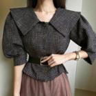 Puff-sleeve Capelet Tweed Jacket