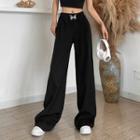 High-waist Butterfly Accent Wide-leg Pants