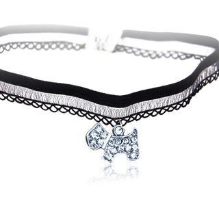 Dog Lace Choker X262 - Black - One Size