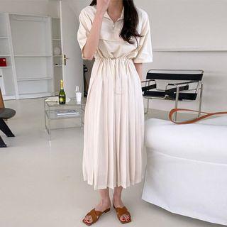 Pleated Long Anorak Dress