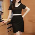 Two Tone Short Sleeve Sheath Dress