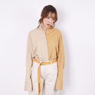 Two-tone Corduroy Shirt Blue - One Size