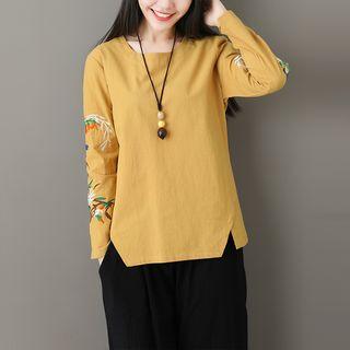 Ethnic Embroidered Long-sleeve Top