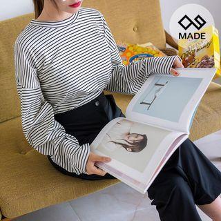 Plus Size Long-sleeve Striped T-shirt