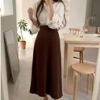 Midi A-line Skirt / Plain Blouse