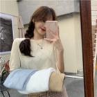 Round-neck Argyle Short-sleeve Knit Top