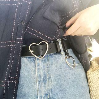 Heart-accent Faux Leather Belt
