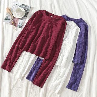 Ruched Long-sleeve Cropped Top