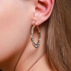 Rhinestone Alloy Hoop Earring 1 Pair - 9835 - 01 - Gold - One Size