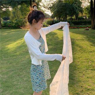 Cropped Frill Trim Light Cardigan Cardigan - White - One Size