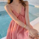 Sleeveless V-neck Frilled Dress