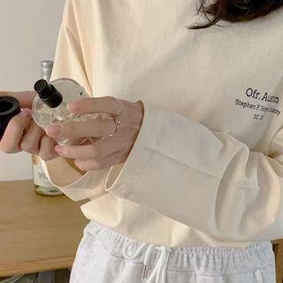 Round-neck Letter-printed T-shirt Cream - One Size