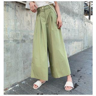 Plain Short-sleeve Top / Plain Wide-leg Pants