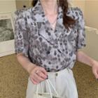 Short-sleeve Double-breasted Patterned Shirt