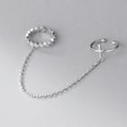 Chained Ear Cuffs 1 Pair - S925 Silver Cuff Earrings - Silver - One Size