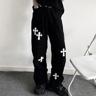 Cross Applique Straight Leg Pants