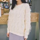 Lace Trim Argyle Sweater