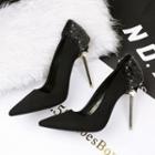 Pointed High Heel Studded Pumps