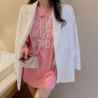 Double-breasted Blazer / Elbow-sleeve T-shirt