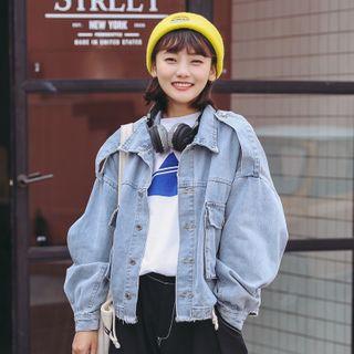 Drawstring Hem Denim Jacket