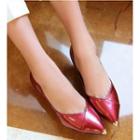 Metal Tipped Faux Patent Leather Pumps