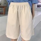 Elastic-waist Plain Straight-cut Shorts