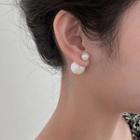 Faux Pearl Through & Through Earring 1 Pair - White & Gold - One Size