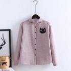 Fleece-lined Cat Striped Shirt