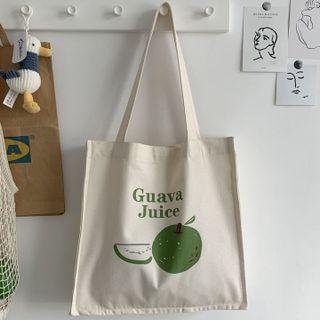 Print Canvas Shopper Bag Guava - Off-white - One Size