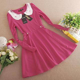 Peter Pan Collar Long-sleeve Dress