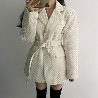 Quilted Belted Single-breasted Blazer