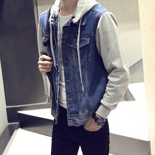 Mock Two-piece Panel Demin Jacket