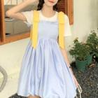 Spaghetti Strap Bow Mini Dress Blue - One Size