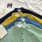 Plain Fleece Corduroy Long-sleeve Shirt