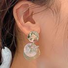 Star & Disc Dangle Earring 1 Pair - Silver Needle - Gold - One Size