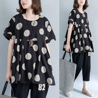 Short-sleeve Dotted A-line T-shirt