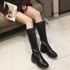 Lace-up Low Heel Knee-high Boots