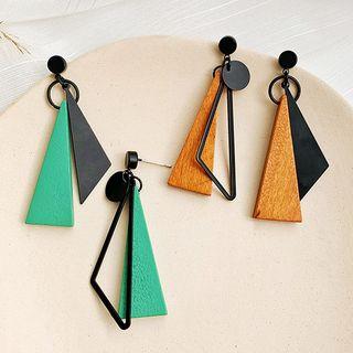 Non-matching Wooden Triangle Dangle Earring