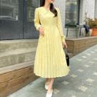 Collared Long Pleat Dress