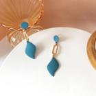 Geometric Drop Sterling Silver Ear Stud 1 Pair - Gold & Blue - One Size