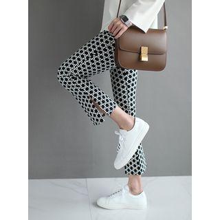 Patterned Boot-cut Pants