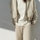 Faux-fur Lined Fleece Jacket Beige - One Size