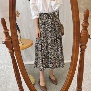 Patterned A-line Skirt Beige - One Size