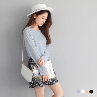 Sheer-striped-knit Boxy Blouse